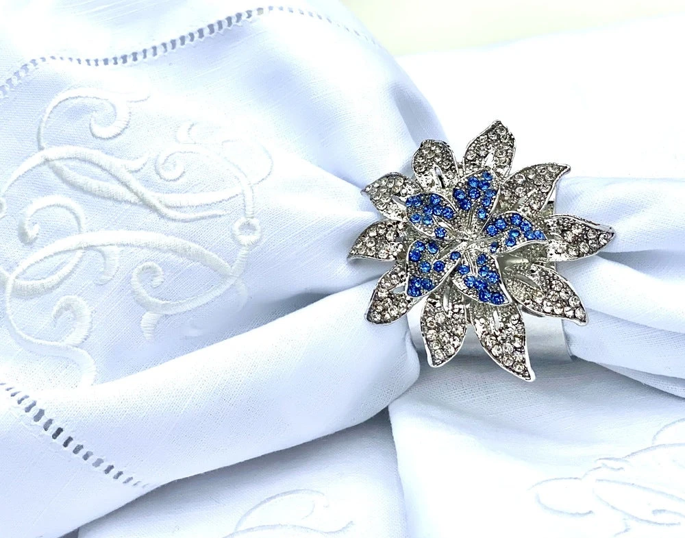 TRISH SCULLY LA FLEUR BLEUE NAPKIN RING SET OF 2 HOME