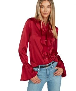 TRISH SCULLY HOME MARGOT BLOUSE CRIMSON