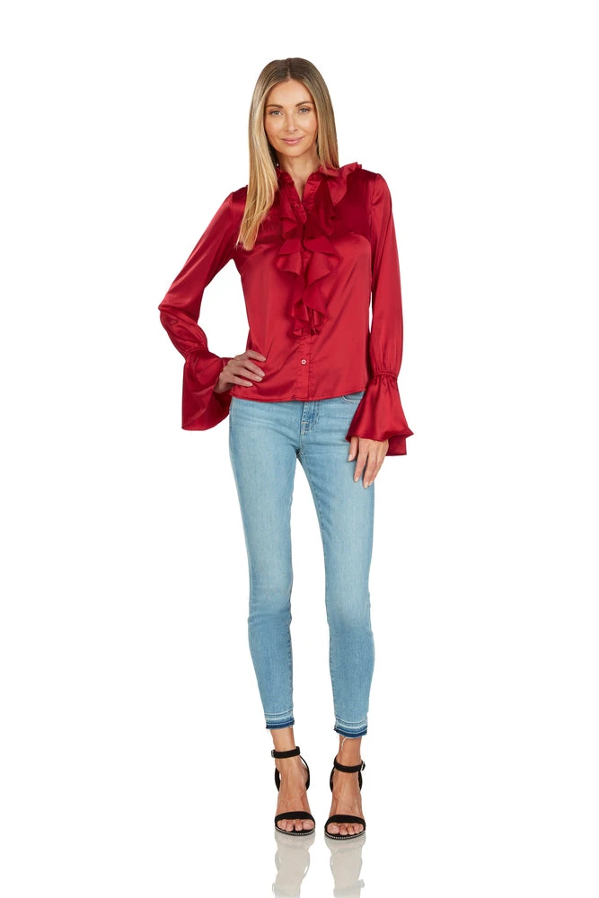 TRISH SCULLY HOME MARGOT BLOUSE CRIMSON
