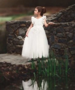 TRISH SCULLY GIRLS BIANCA GOWN WHITE