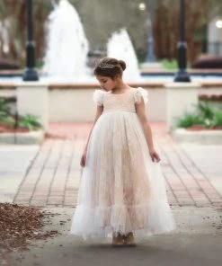 TRISH SCULLY HOME GIRLS CLARA GOWN BUTTERSCOTCH