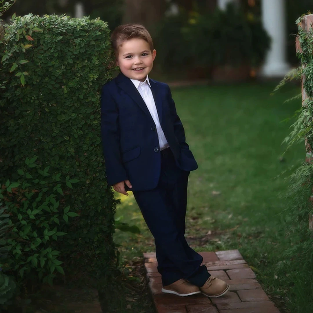 TRISH SCULLY BOYS NAVY BLUE BROOKS SUIT 3PC. SET