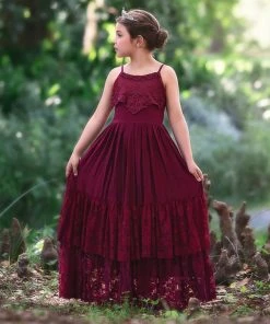 TRISH SCULLY GIRLS ALEXANDRA MAXI DRESS WINE