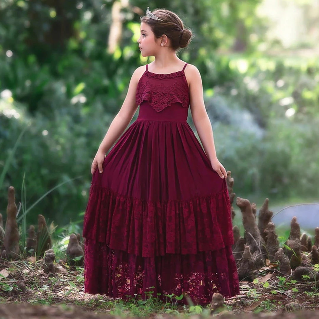 TRISH SCULLY GIRLS ALEXANDRA MAXI DRESS WINE