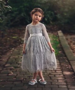 TRISH SCULLY HOME BELLA RAFAELA DRESS & BELT SET SILVER GIRLS