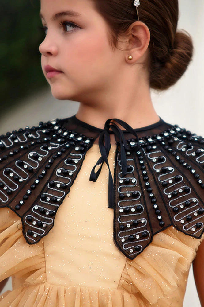 TRISH SCULLY HOME HENRIETTA JEWELED CAPE BLACK