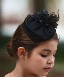 TRISH SCULLY GIRLS BLACK PILLBOX HAT