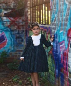 TRISH SCULLY GIRLS LOLA DRESS BLACK WATCH TARTAN