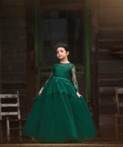 TRISH SCULLY HOME MARIPOSA GOWN EMERALD GIRLS