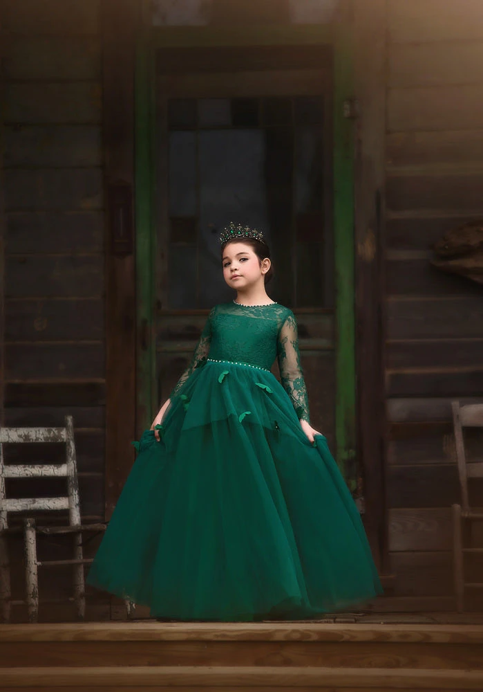 TRISH SCULLY HOME MARIPOSA GOWN EMERALD GIRLS