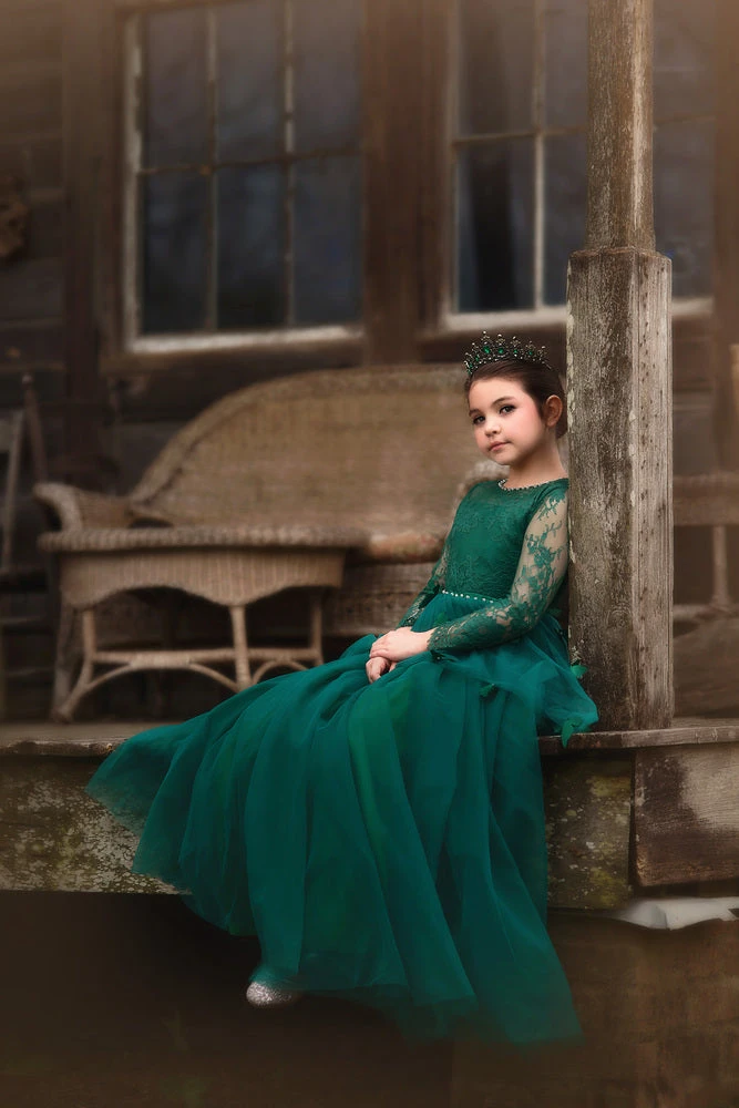 TRISH SCULLY HOME MARIPOSA GOWN EMERALD GIRLS