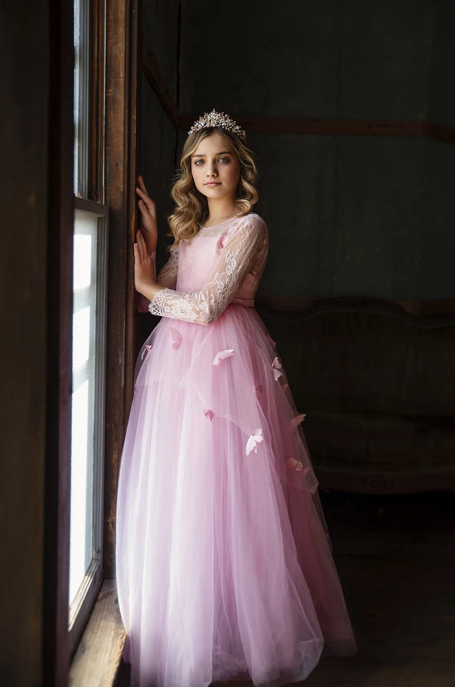 TRISH SCULLY HOME GIRLS MARIPOSA GOWN PINK