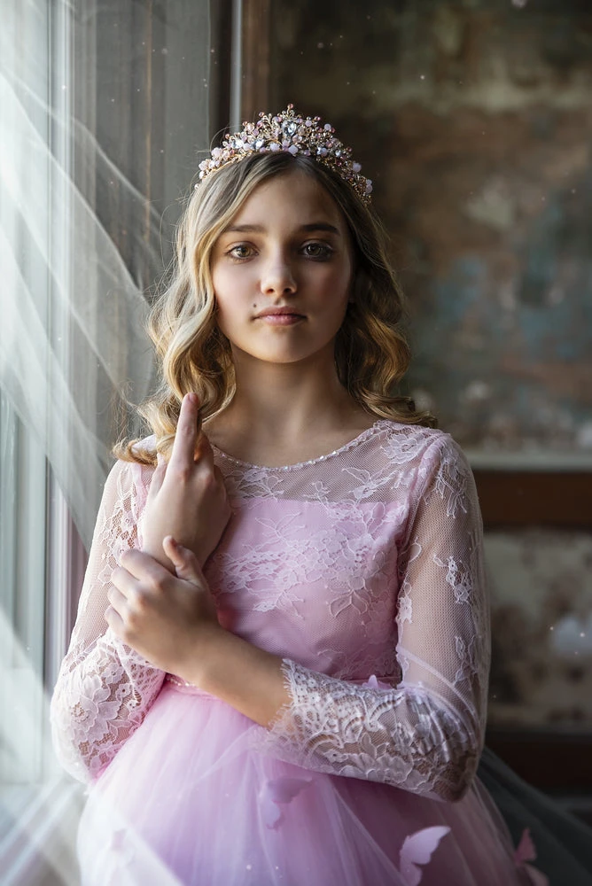 TRISH SCULLY HOME GIRLS MARIPOSA GOWN PINK