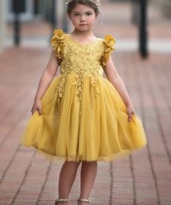 TRISH SCULLY BIANCA DRESS MUSTARD GIRLS