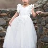 TRISH SCULLY GIRLS BIANCA GOWN WHITE