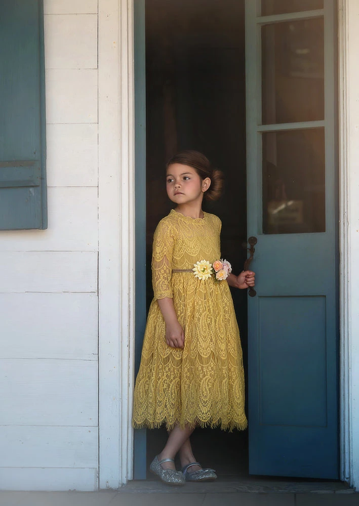 TRISH SCULLY BELLA RAFAELA DRESS & BELT SET SUNFLOWER