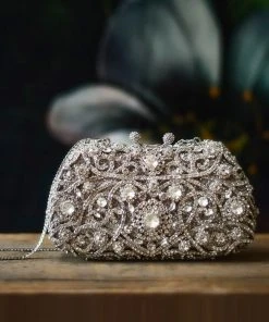 TRISH SCULLY SILVER CRYSTAL CLUTCH