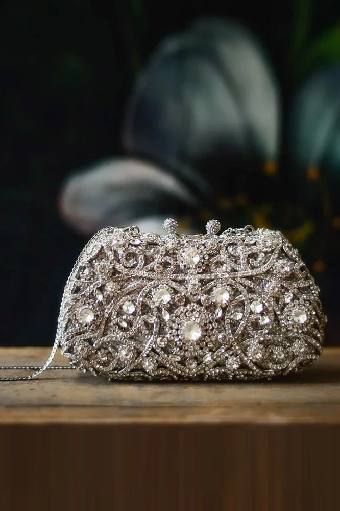 TRISH SCULLY SILVER CRYSTAL CLUTCH