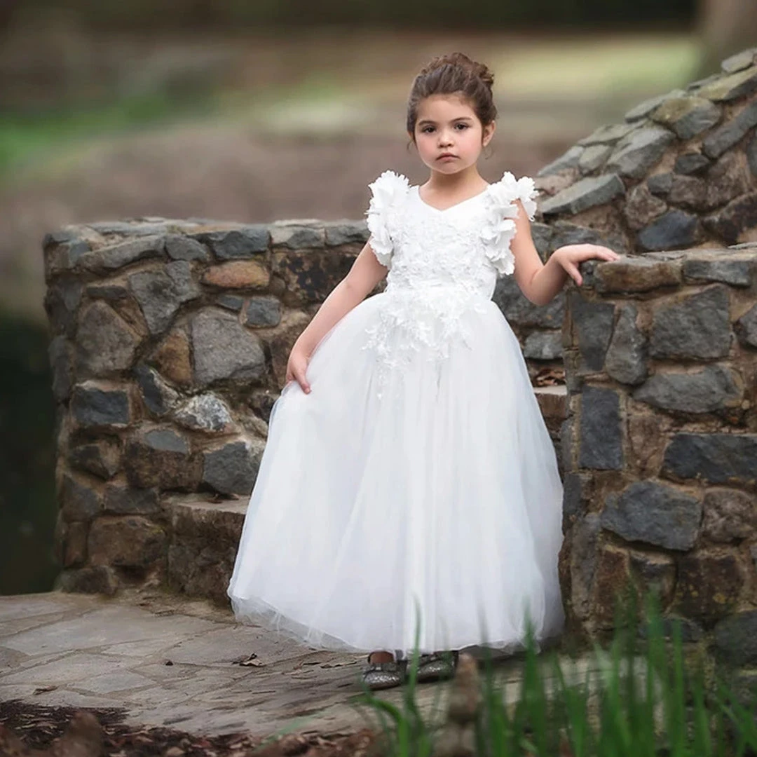 TRISH SCULLY GIRLS BIANCA GOWN WHITE