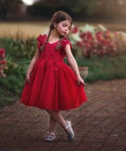 TRISH SCULLY HOME GIRLS BIANCA DRESS CRIMSON