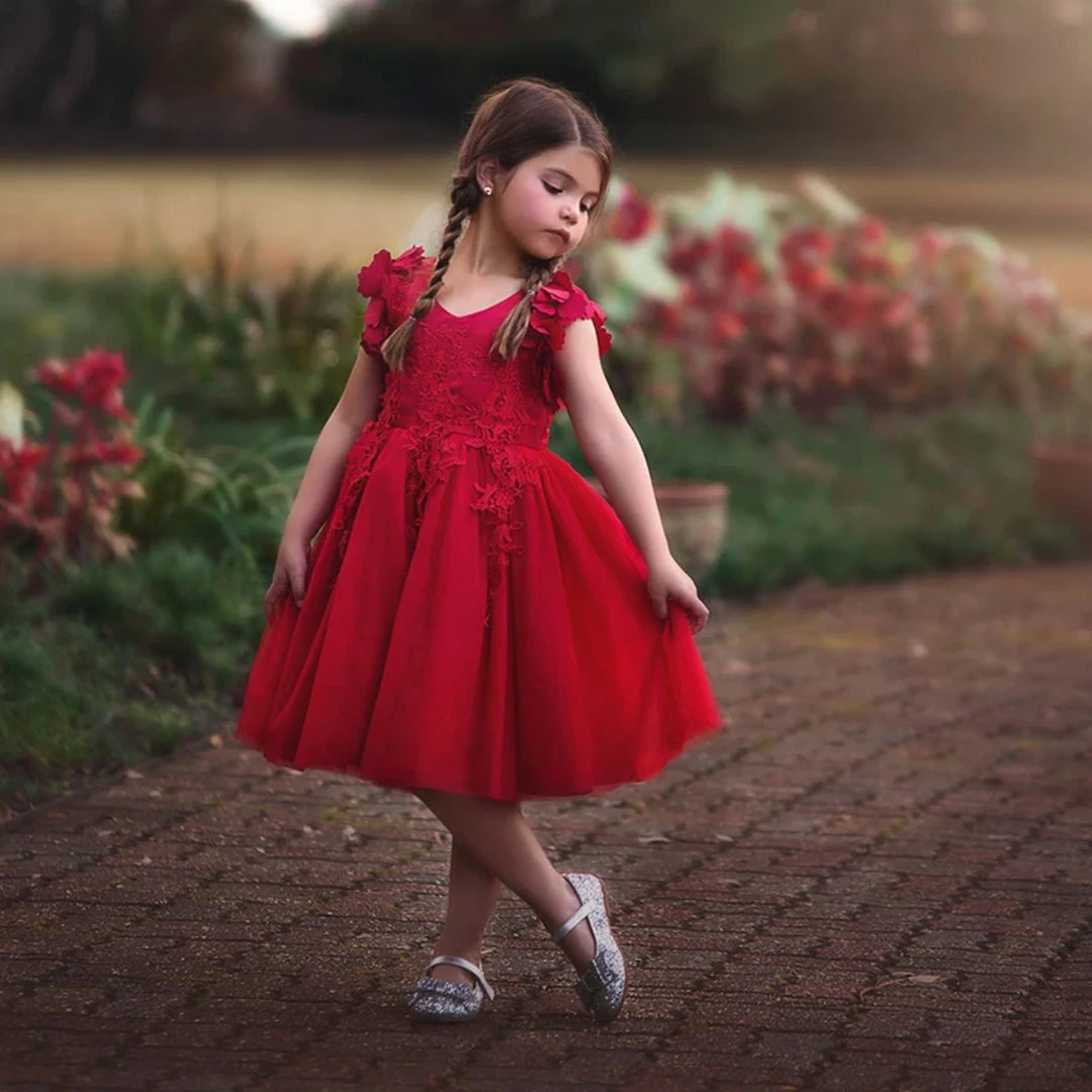 TRISH SCULLY HOME GIRLS BIANCA DRESS CRIMSON