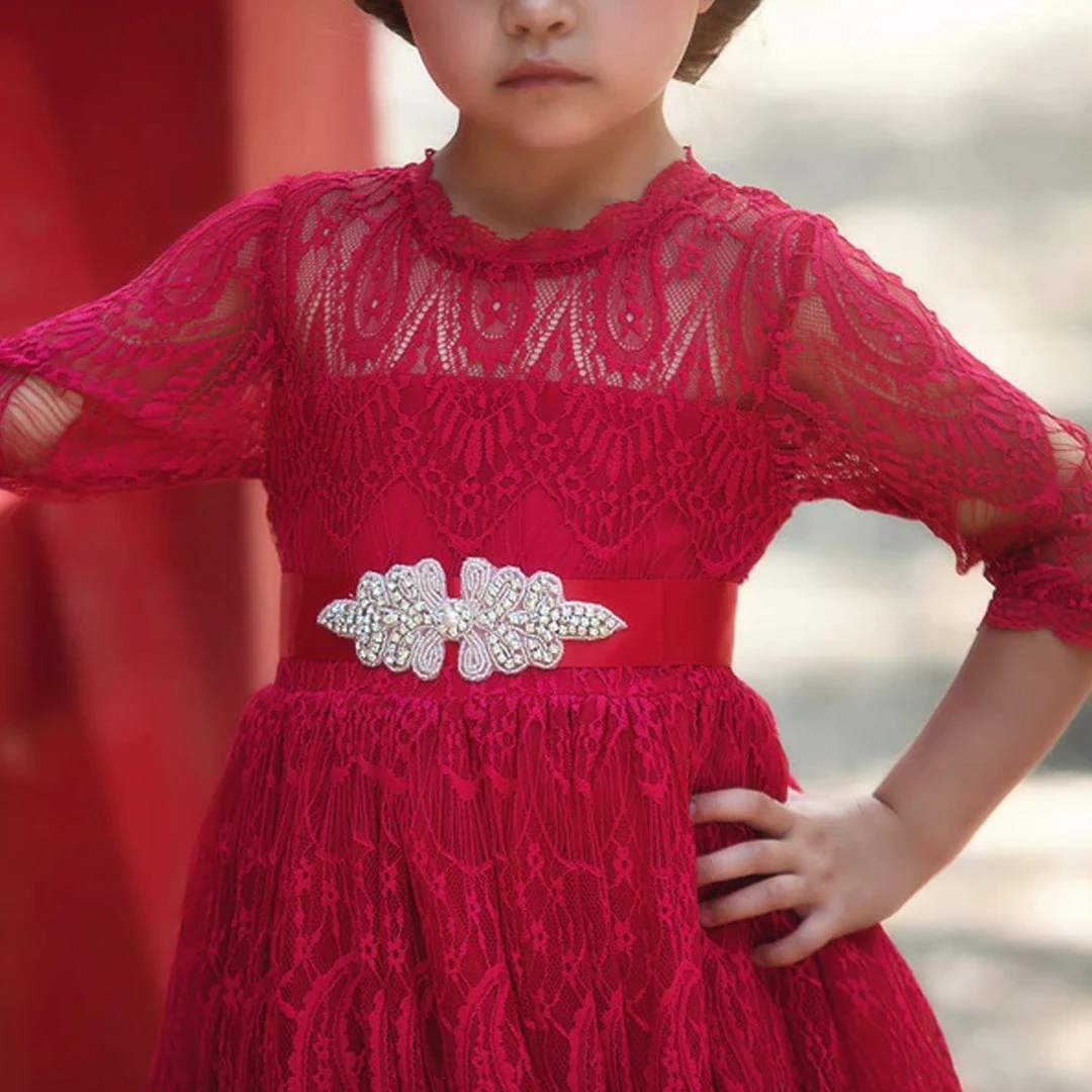 TRISH SCULLY HOME BELLA RAFAELA GOWN & BELT CRIMSON GIRLS