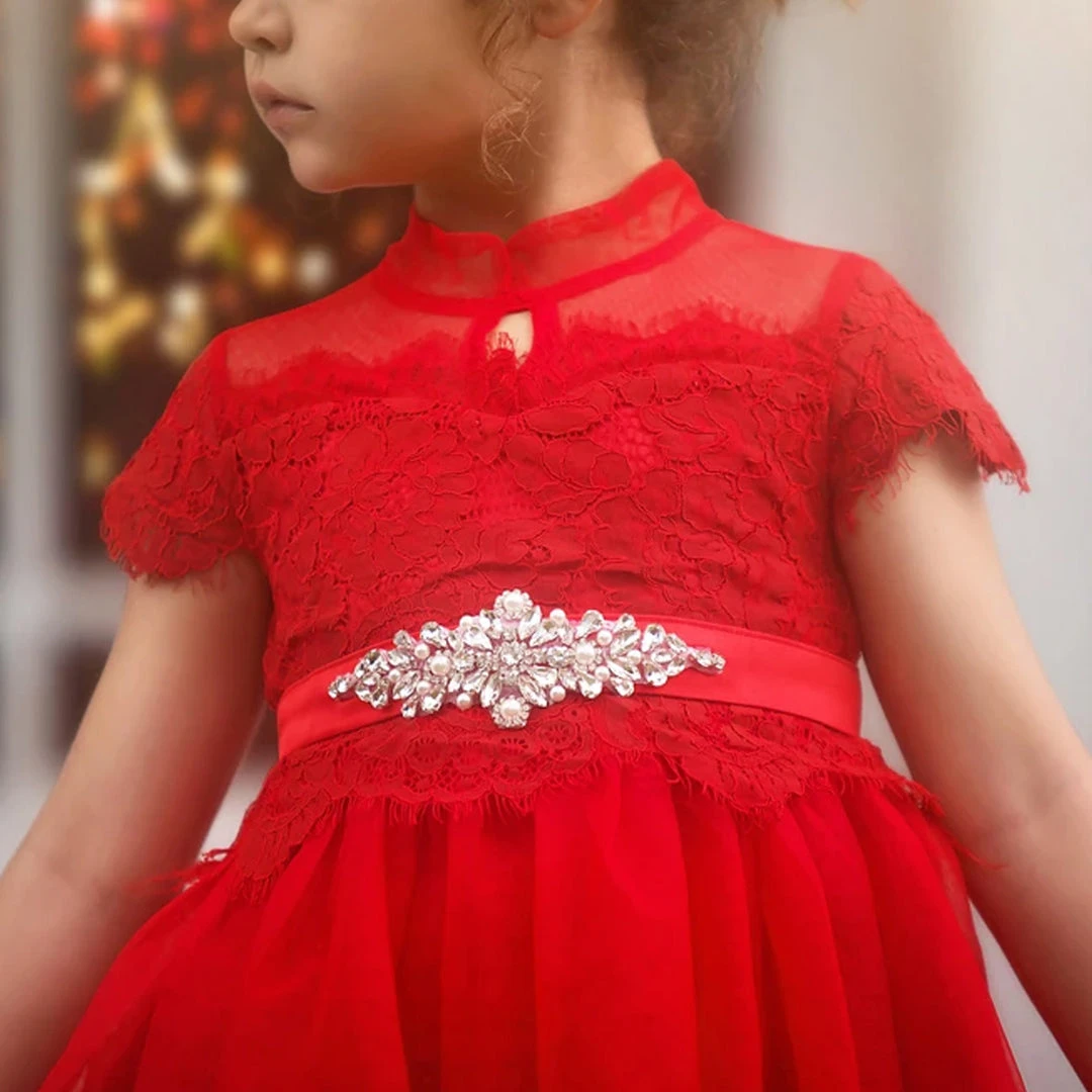 TRISH SCULLY ARIANA GOWN & BELT SET CRIMSON Girls 2T-6