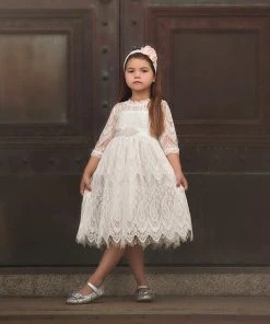 TRISH SCULLY HOME BELLA RAFAELA DRESS & BELT SET- ANTIQUE WHITE GIRLS