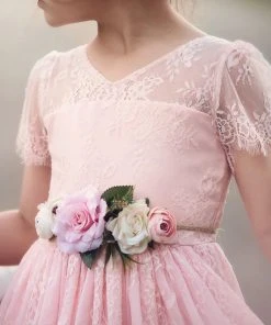 TRISH SCULLY GIRLS AINSLEY DRESS & BELT SET PINK