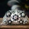 TRISH SCULLY BLACK & WHITE FLORAL RHINESTONE CLUTCH