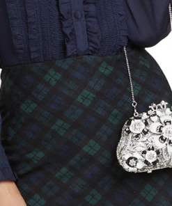 TRISH SCULLY BLACK & WHITE FLORAL RHINESTONE CLUTCH