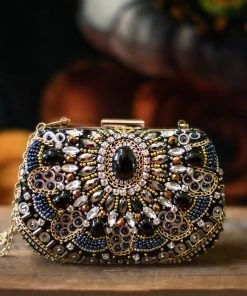 TRISH SCULLY HOME WOMEN VINTAGE BLACK BEADED CLUTCH