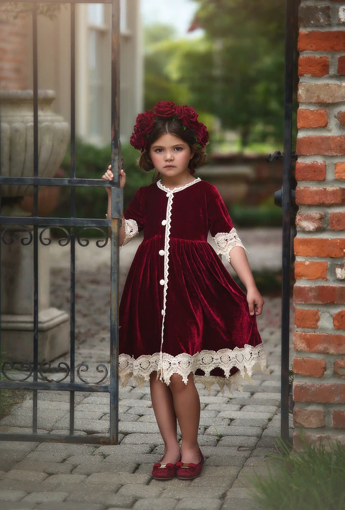 TRISH SCULLY Spring/Summer 2022 ROSALINA DRESS BURGUNDY VELVET