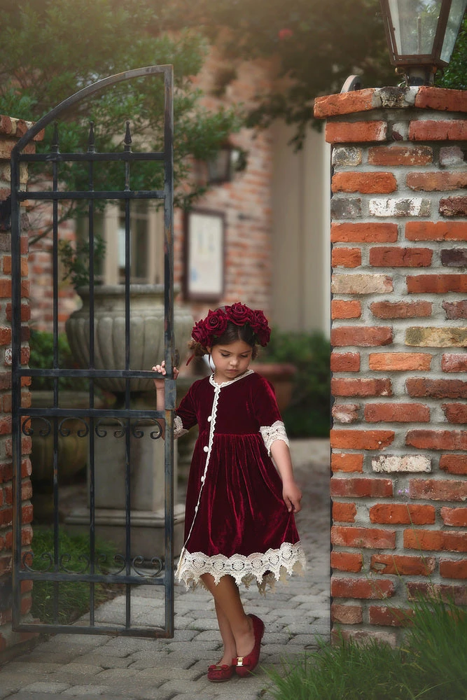 TRISH SCULLY Spring/Summer 2022 ROSALINA DRESS BURGUNDY VELVET