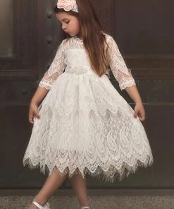 TRISH SCULLY HOME BELLA RAFAELA DRESS & BELT SET- ANTIQUE WHITE GIRLS