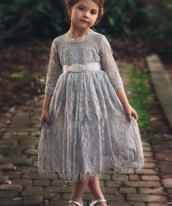 TRISH SCULLY HOME BELLA RAFAELA DRESS & BELT SET SILVER GIRLS