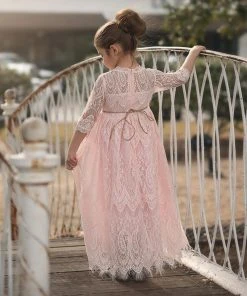 TRISH SCULLY HOME GIRLS BELLA RAFAELA GOWN & BELT SET PINK