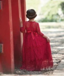 TRISH SCULLY HOME BELLA RAFAELA GOWN & BELT CRIMSON GIRLS