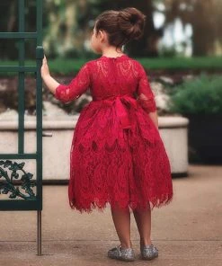 TRISH SCULLY HOME BELLA RAFAELA DRESS & BELT SET-CRIMSON