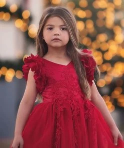 TRISH SCULLY GIRLS BIANCA GOWN CRIMSON