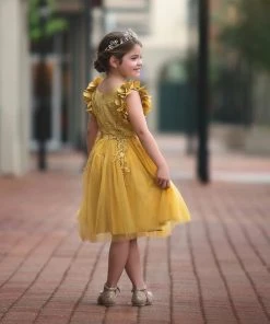 TRISH SCULLY BIANCA DRESS MUSTARD GIRLS