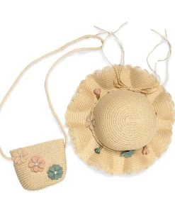 TRISH SCULLY DAISY HAT & PURSE SET NATURAL