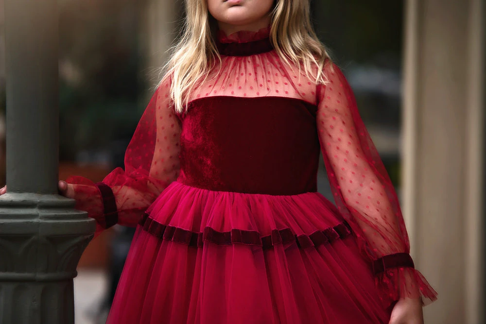 TRISH SCULLY HOME GIRLS MAEVE DRESS CRIMSON