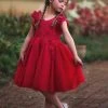 TRISH SCULLY HOME GIRLS BIANCA DRESS CRIMSON
