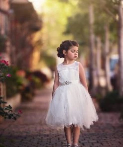 TRISH SCULLY FRANCESCA DRESS & BELT SET WHITE GIRLS