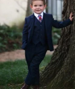 TRISH SCULLY BOYS NAVY BLUE BROOKS SUIT 3PC. SET