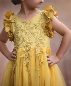 TRISH SCULLY BIANCA DRESS MUSTARD GIRLS