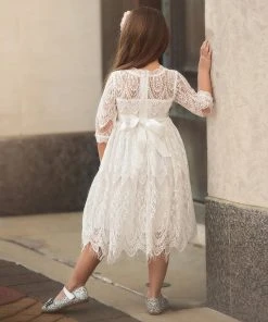 TRISH SCULLY HOME BELLA RAFAELA DRESS & BELT SET- ANTIQUE WHITE GIRLS