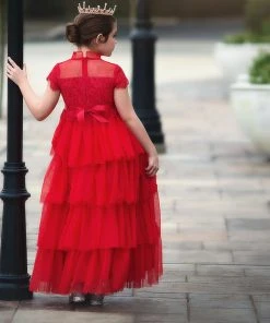 TRISH SCULLY ARIANA GOWN & BELT SET CRIMSON Girls 2T-6