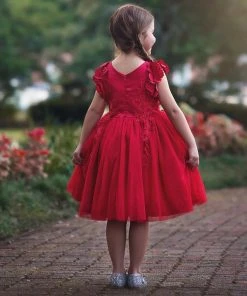 TRISH SCULLY HOME GIRLS BIANCA DRESS CRIMSON